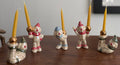 Handmade ceramic clown cake toppers, birthday candle holder, circus, gold