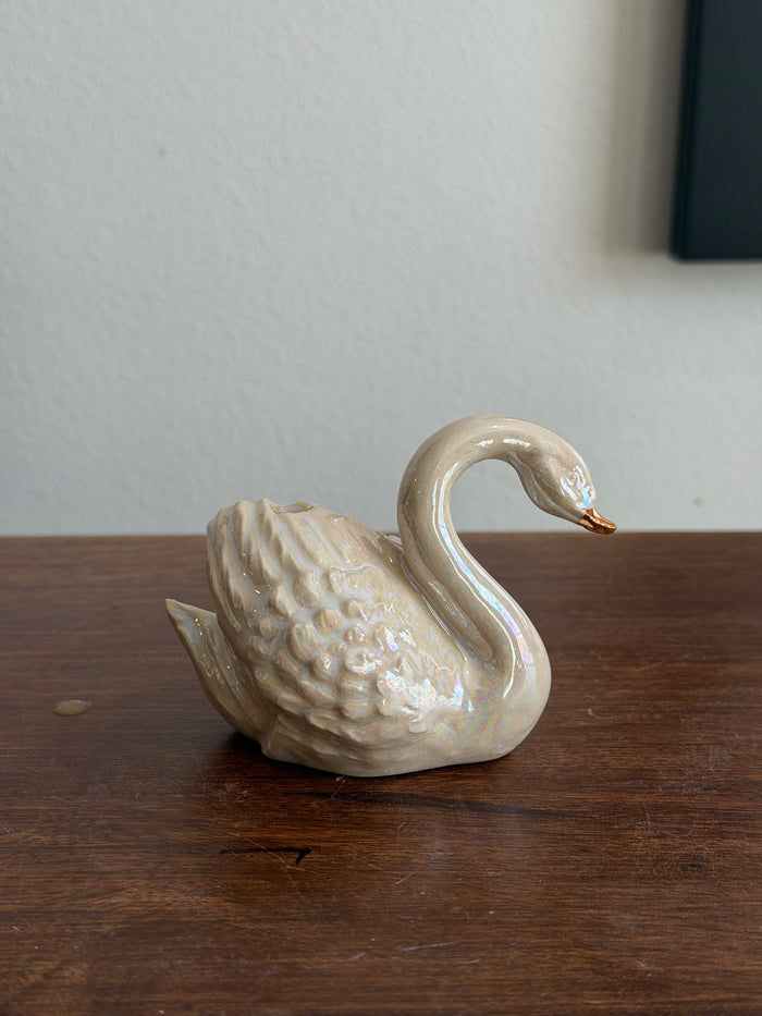 Handmade ceramic swan cake toppers, birthday candle holder, wedding, candle holder, gold