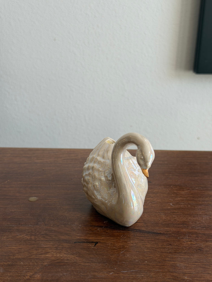 Handmade ceramic swan cake toppers, birthday candle holder, wedding, candle holder, gold