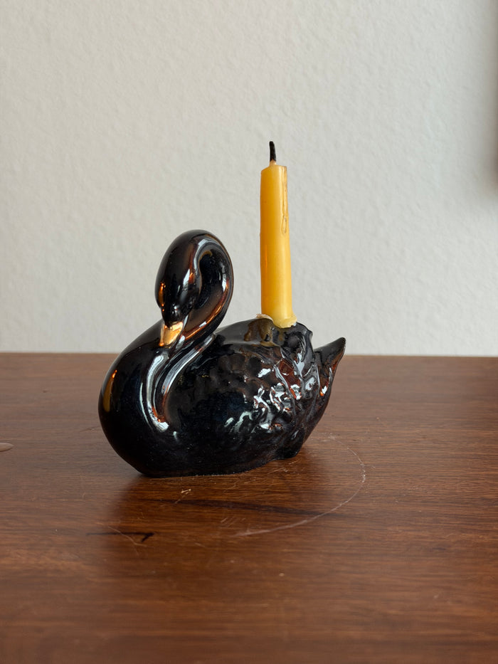 Handmade ceramic swan cake toppers, birthday candle holder, wedding, candle holder, gold