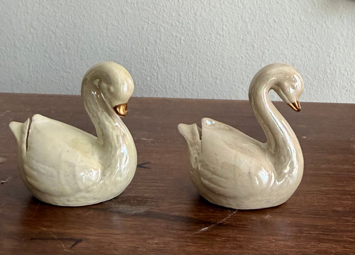 Handmade ceramic swan place card holder