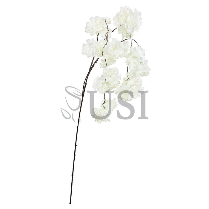 Hanging Cherry Blossom Spray Triple Bloom, 58in, Cream White