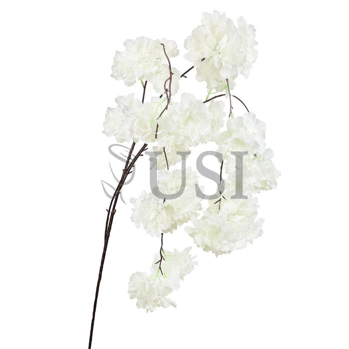 Hanging Cherry Blossom Spray Triple Bloom, 58in, Cream White