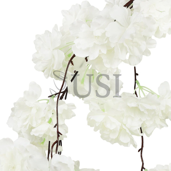 Hanging Cherry Blossom Spray Triple Bloom, 58in, Cream White