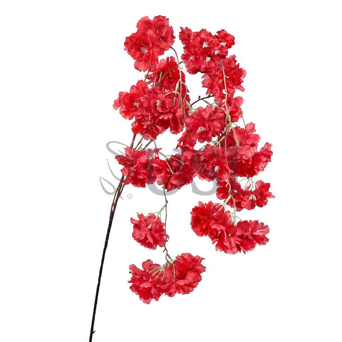 Hanging Cherry Blossom Spray Triple Bloom, 58in, Red