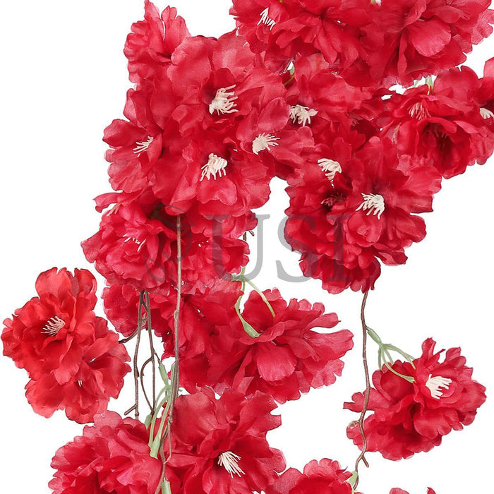 Hanging Cherry Blossom Spray Triple Bloom, 58in, Red