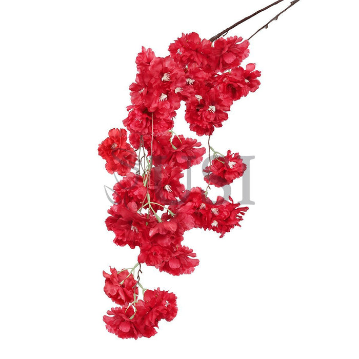 Hanging Cherry Blossom Spray Triple Bloom, 58in, Red