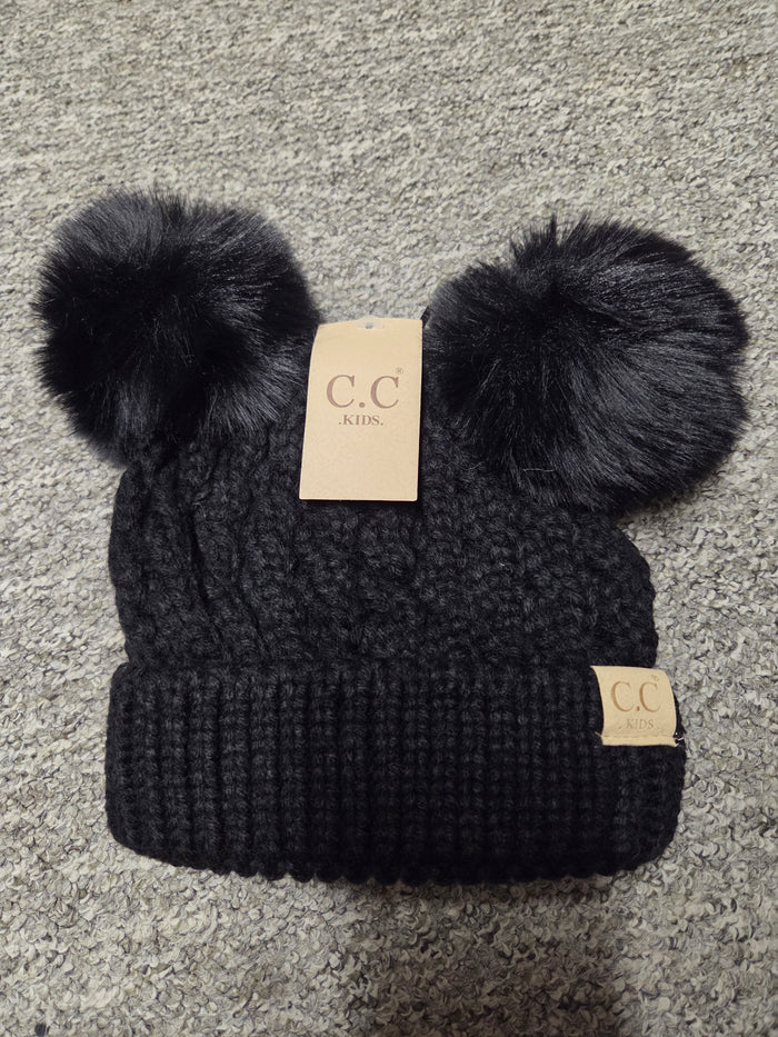 Hat - CC KIDS Double pom pom all over cable pattern Beanie