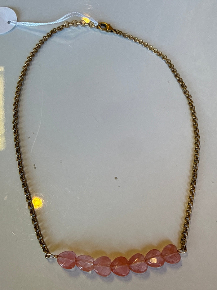 Heart on the Line Dainty Beaded Necklace