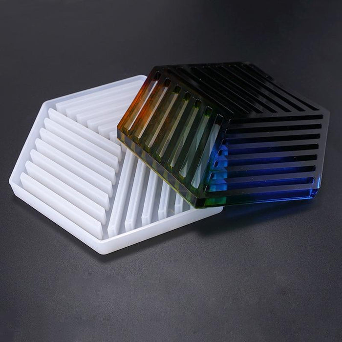 Hexagon coasters silicone mold - madmolds -