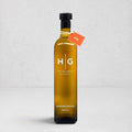 Hudson Grace 500ml extra virgin olive oil in a dark amber glass bottle with a black cap and orange tag.