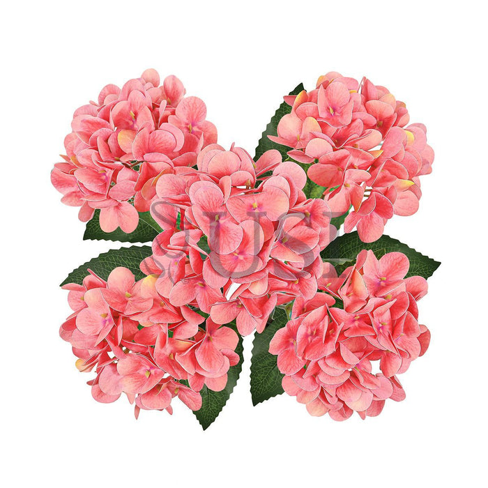 Hydrangea Flower Bush Natural Touch x5, 18in, Coral Pink