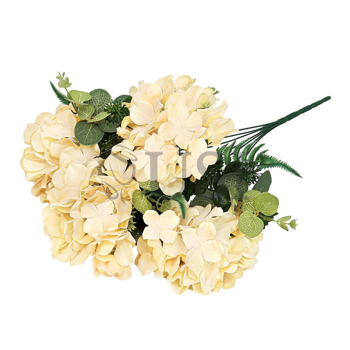 Hydrangea Flower Bush w Filler x7, 19in, Champagne