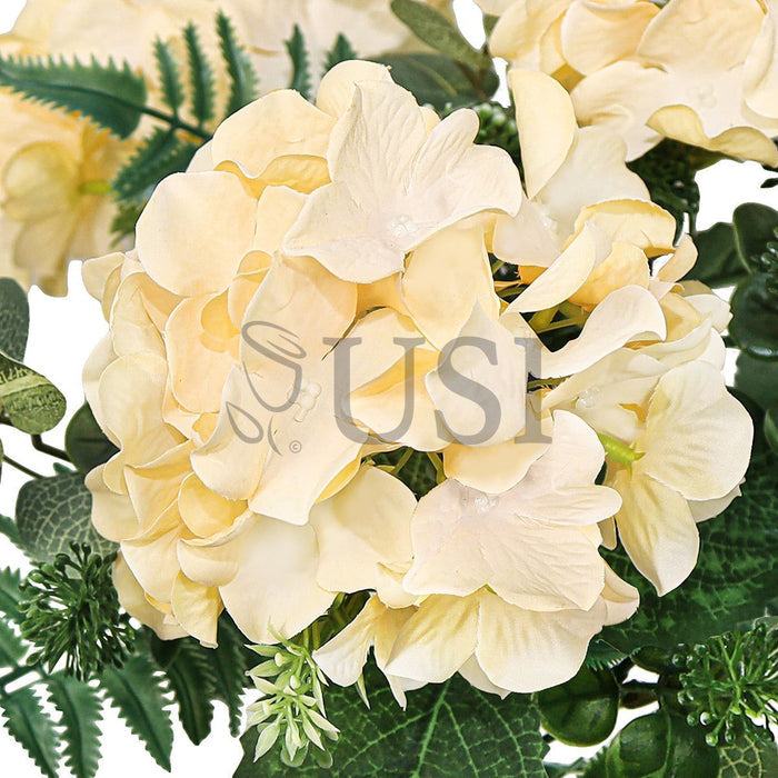Hydrangea Flower Bush w Filler x7, 19in, Champagne