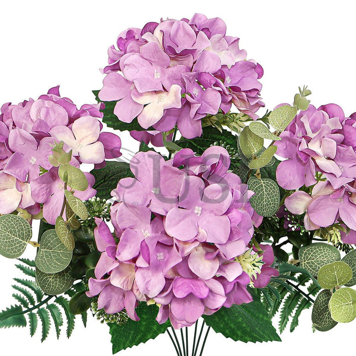 Hydrangea Flower Bush w Filler x7, 19in, Lavender Purple