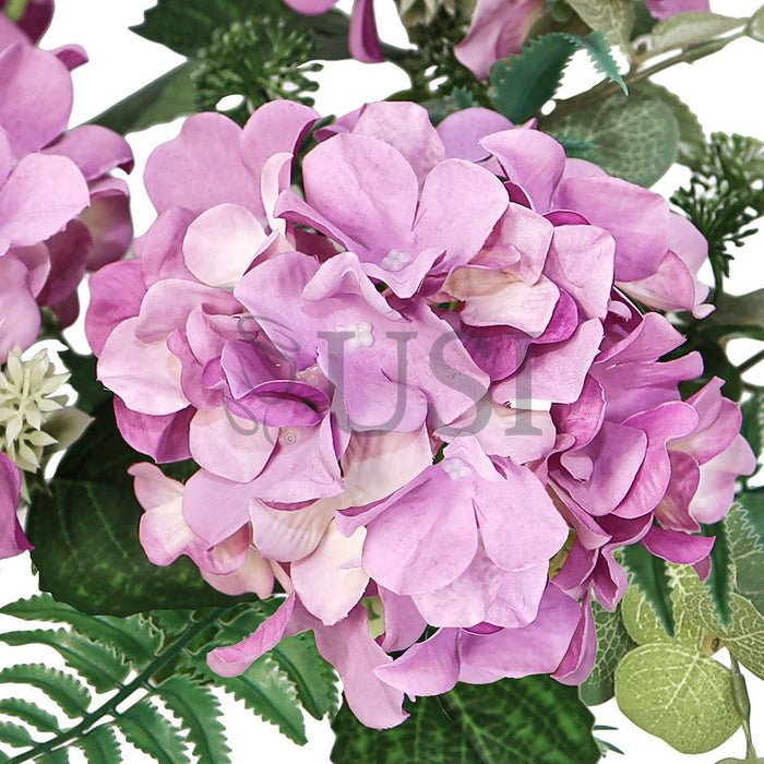 Hydrangea Flower Bush w Filler x7, 19in, Lavender Purple