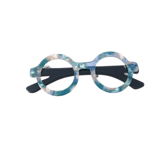 Iris Glasses Brooch Blue