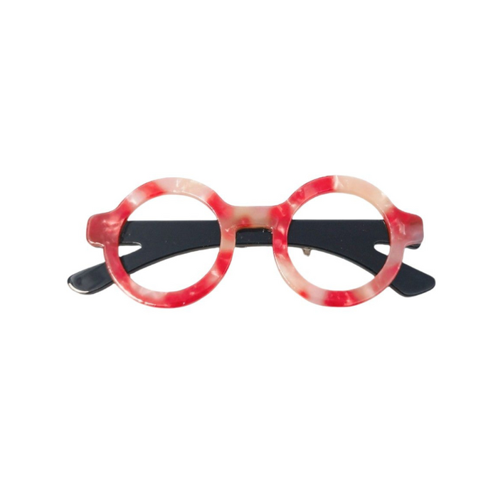 Iris Glasses Brooch Red