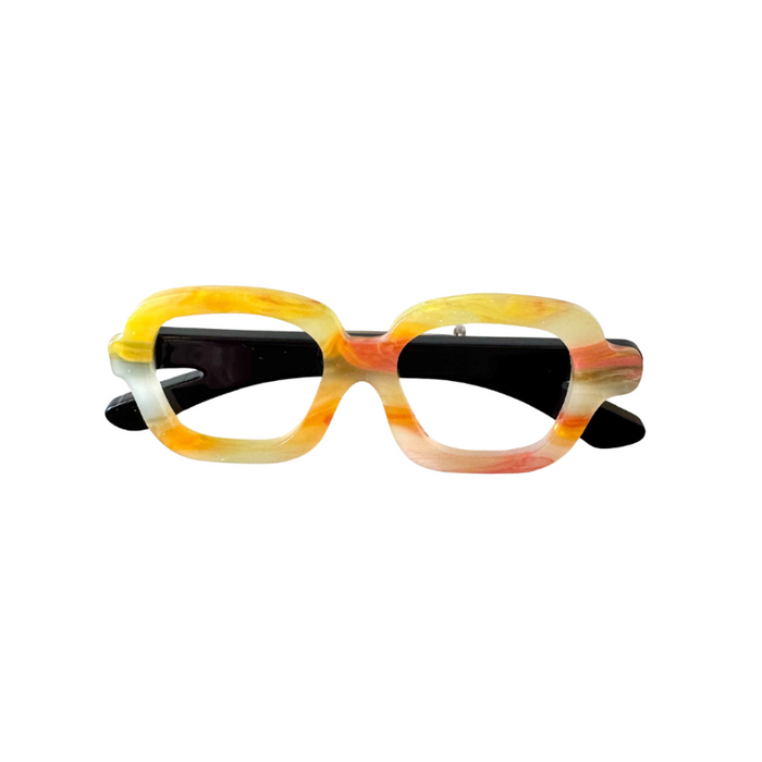 Iris Glasses Brooch Yellow