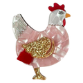Iris Glitter Pink Chicken Brooch