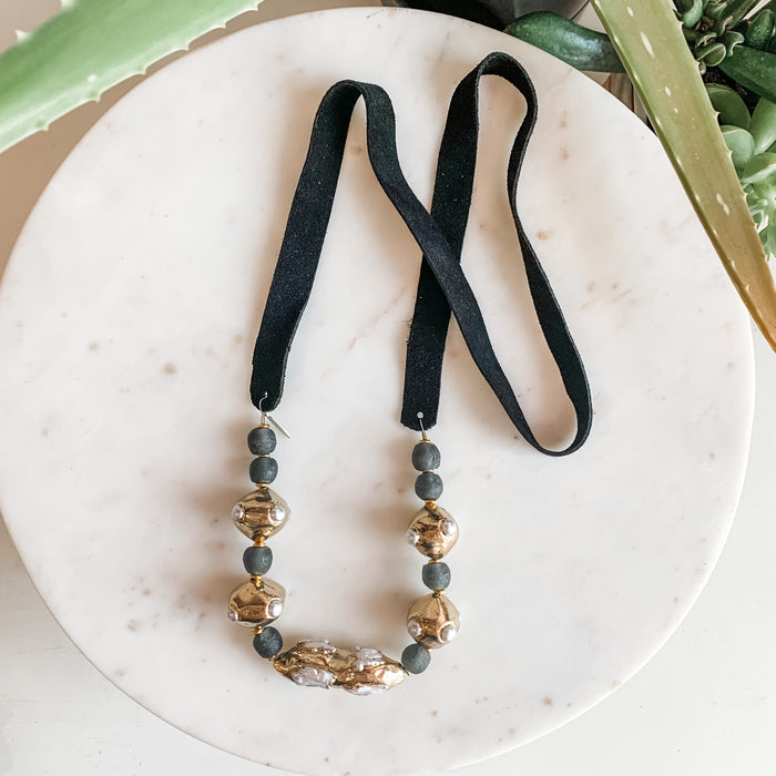 Jackie Gold Statement Pearl Necklace