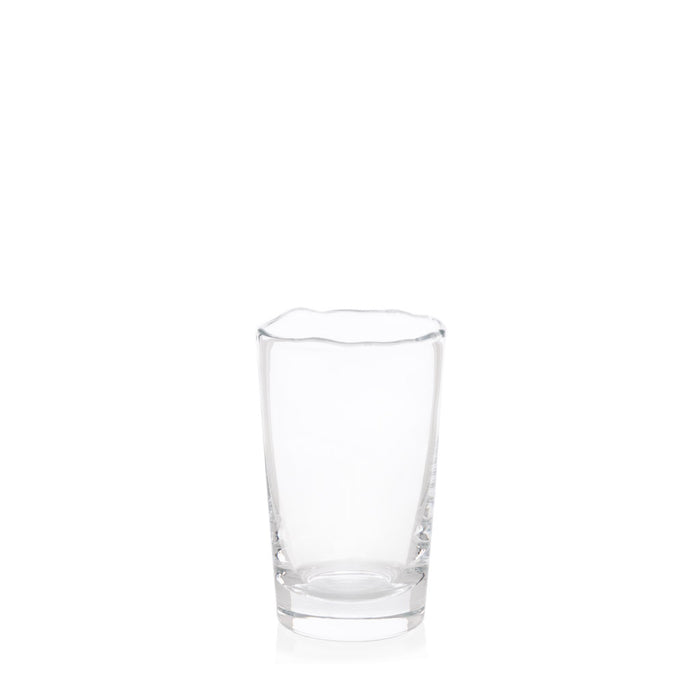 Jacob Scissor-Cut 8 oz. clear glass tumbler with a rippled rim and thick base.