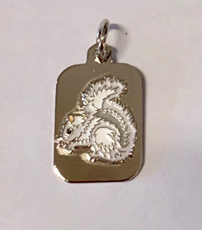 Jewelry - Charm - White Squirrel with Silver Background