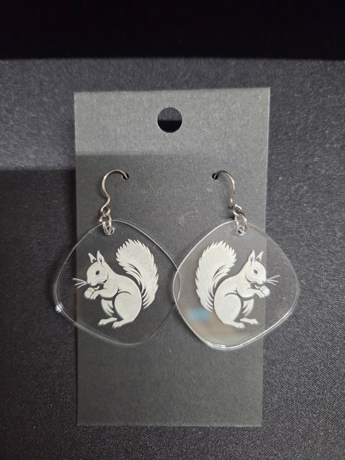 Jewelry - Earrings - Acrylic - White Squirrel - Local Made