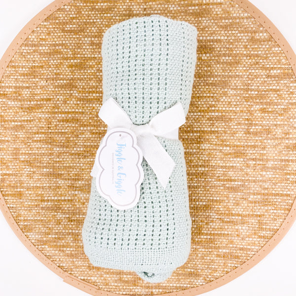green cotton baby blanket