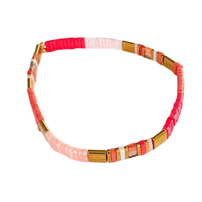 Journey Stretch Bracelet Red & Pink