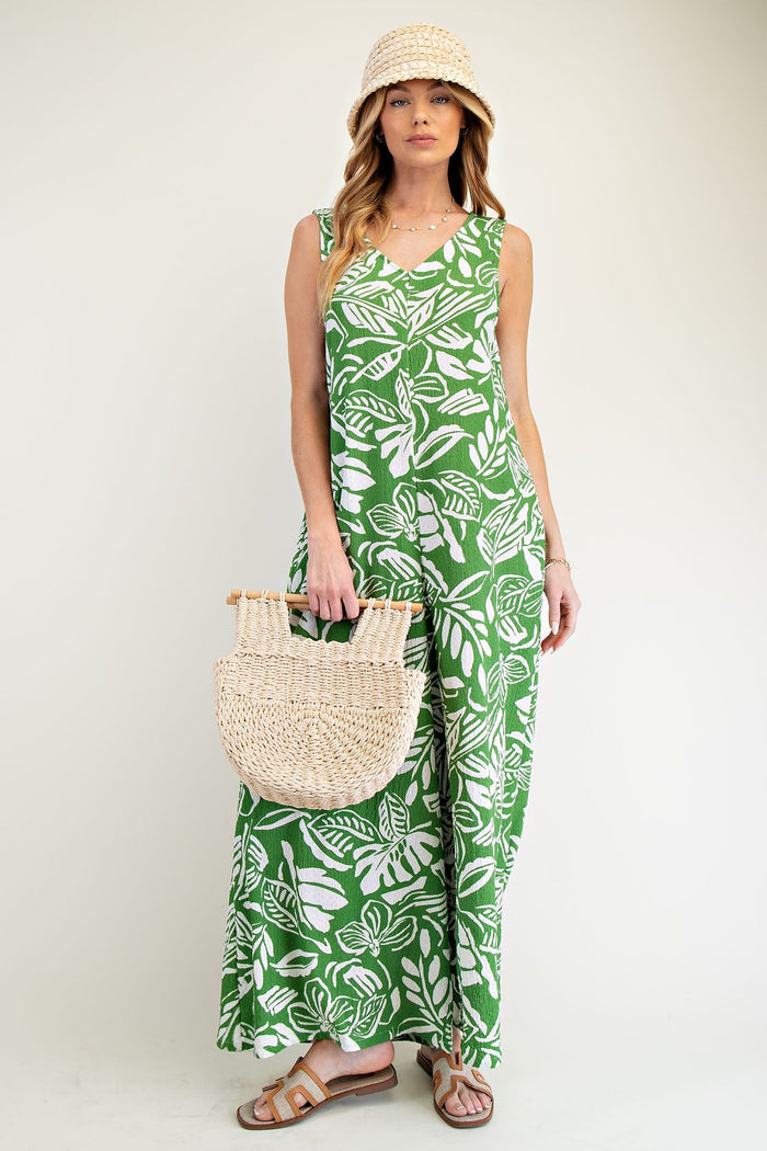 Jungle Green Sleeveless Jumpsuit