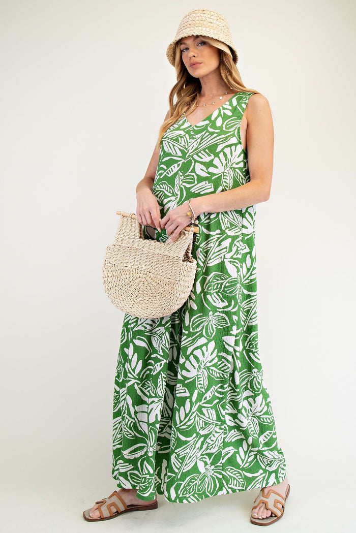 Jungle Green Sleeveless Jumpsuit