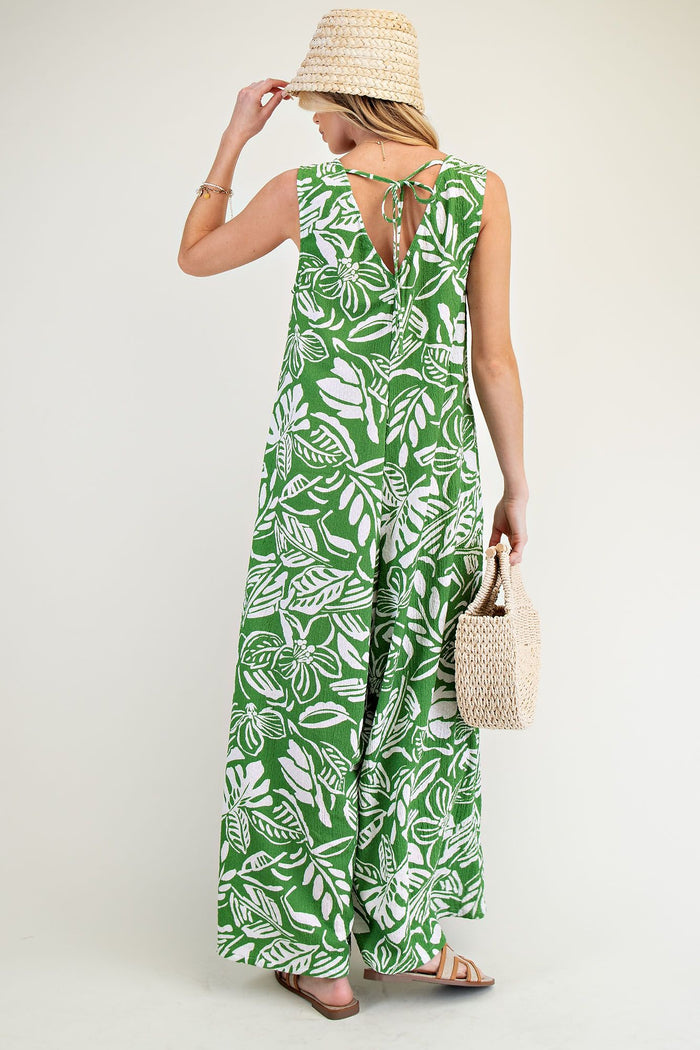 Jungle Green Sleeveless Jumpsuit