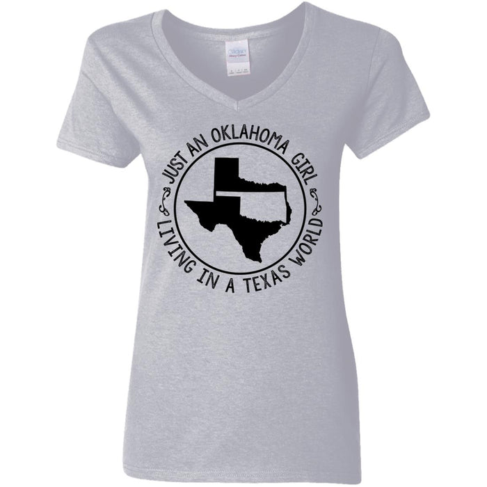 Just An Oklahoma Girl Living In A Texas World T- Shirt - T-shirt Teezalo