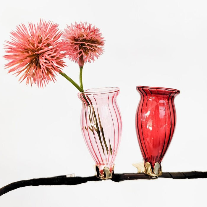 tiny flower shaped vases with clip for single stem