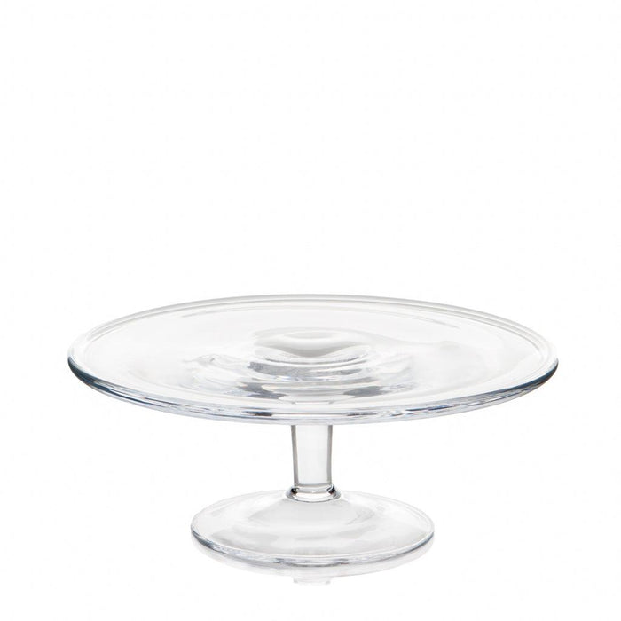 Klara Small Glass Cake Stand, clear glass, simple timeless design, 9.5"Dia. x 4"H.