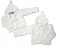 Knitted Baby Pram Coat - White - NB/6M - (BW-1015-621W) - Kidswholesale.co.uk