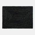 Black abaca woven rectangular placemat with a concentric square design.