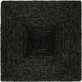 Lanai Black Abaca Woven Square Placemat with a concentric square pattern.