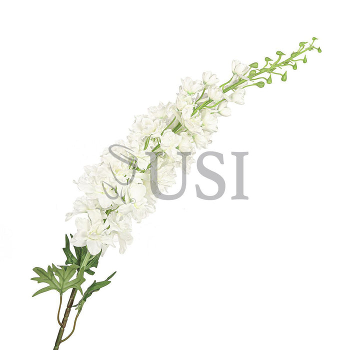 Large Delphinium Flower Spray, 49in, Cream White