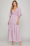 Lavendar Lemonade Smocked Top Tiered Maxi Dress