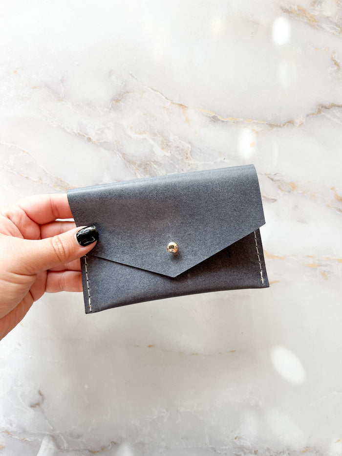 Leather Card Wallet - Blueberry