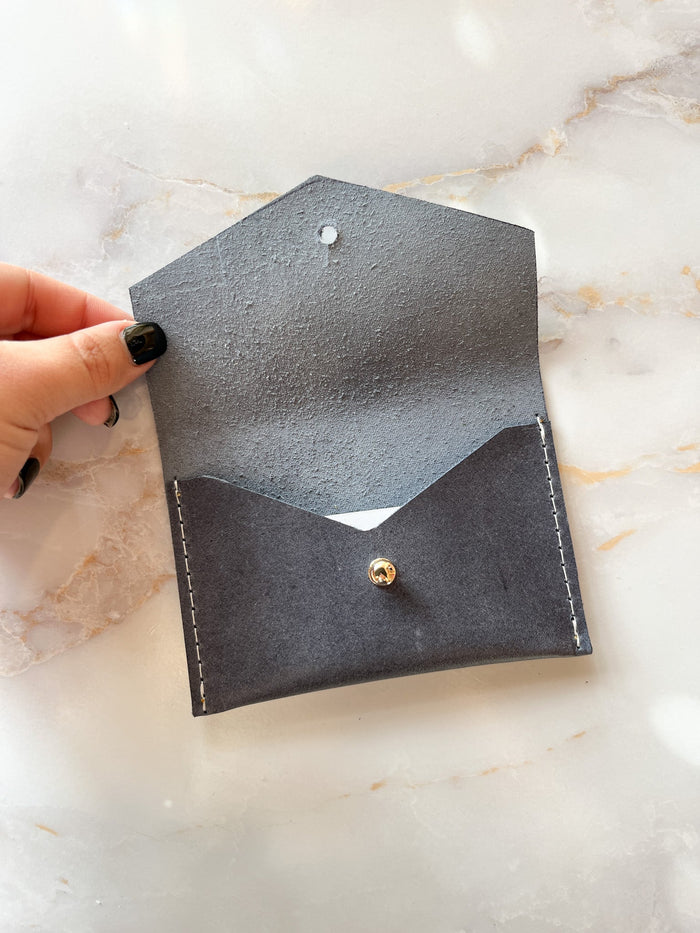Leather Card Wallet - Blueberry