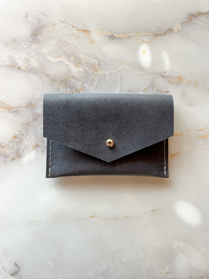 Leather Card Wallet - Blueberry