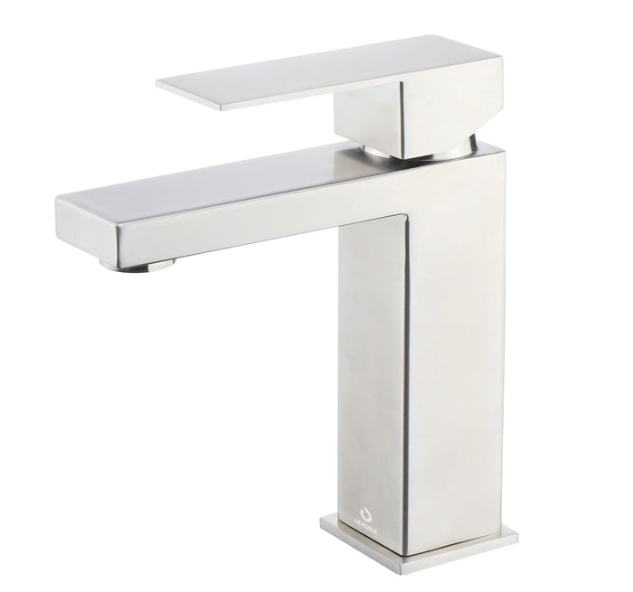Lexora Monte Stainless Steel Single Hole Bathroom Faucet - Satin Nickel LFS1012SN - MyBBQDirect