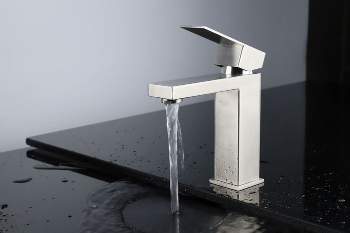 Lexora Monte Stainless Steel Single Hole Bathroom Faucet - Satin Nickel LFS1012SN - MyBBQDirect