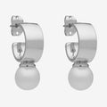 Pair of silver hoop earrings with pearl