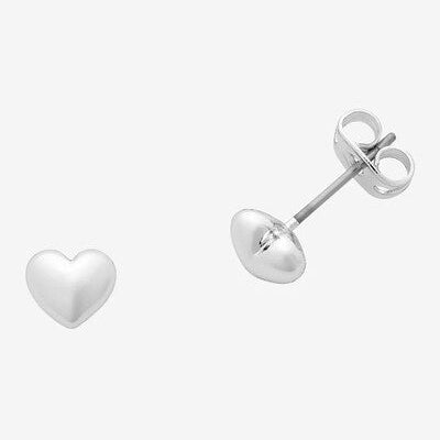 Silver heart-shaped stud earrings