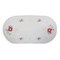large creme linen table runner with candlelight embroidery candles stars and festive design