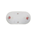 small creme linen table runner with candlelight embroidery candles stars festive holiday design